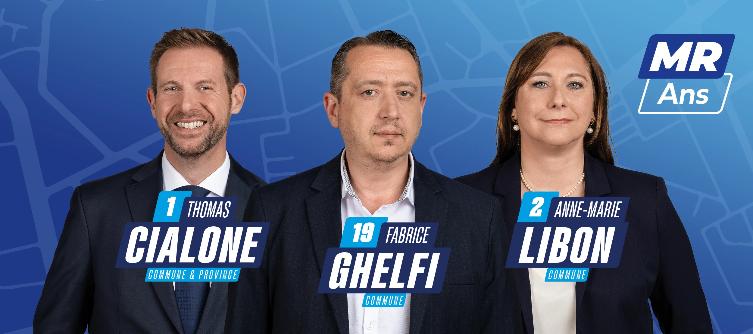 Thomas Cialone - Anne-Marie Libon - Têtes de liste communale Ans Fabrice Ghelfi - MR ANS - 19